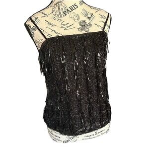 Women's Loft Black Sequined Tank Top Size XXS NWT New Year's Eve Party Club